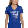 Ladies V-Neck – Front/Back New Logo – Blue - Image 2